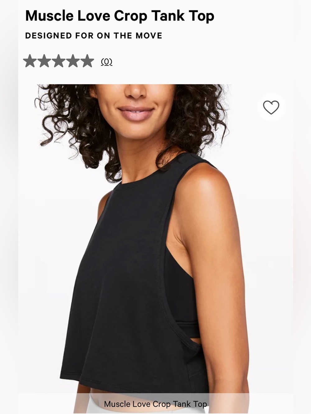 Lululemon Muscle Love Black Sleeveless Cropped Athletic Tank Medium (6/8)